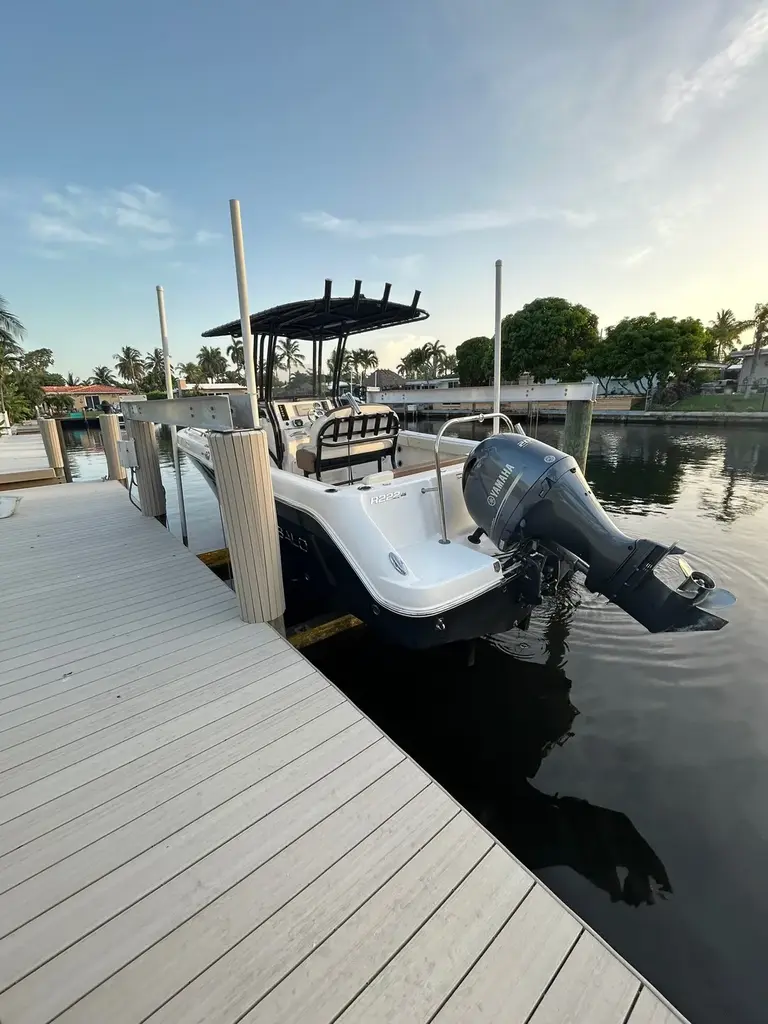 Technician repairing a waterfront dock