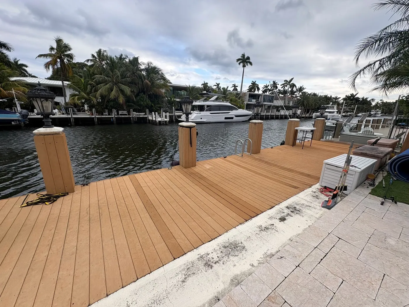 Capped composite decking on a waterfront dock