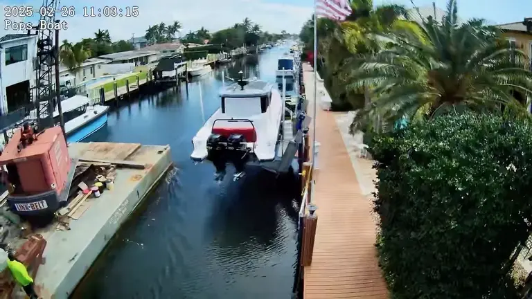 New dock construction with pilings and landscaped access